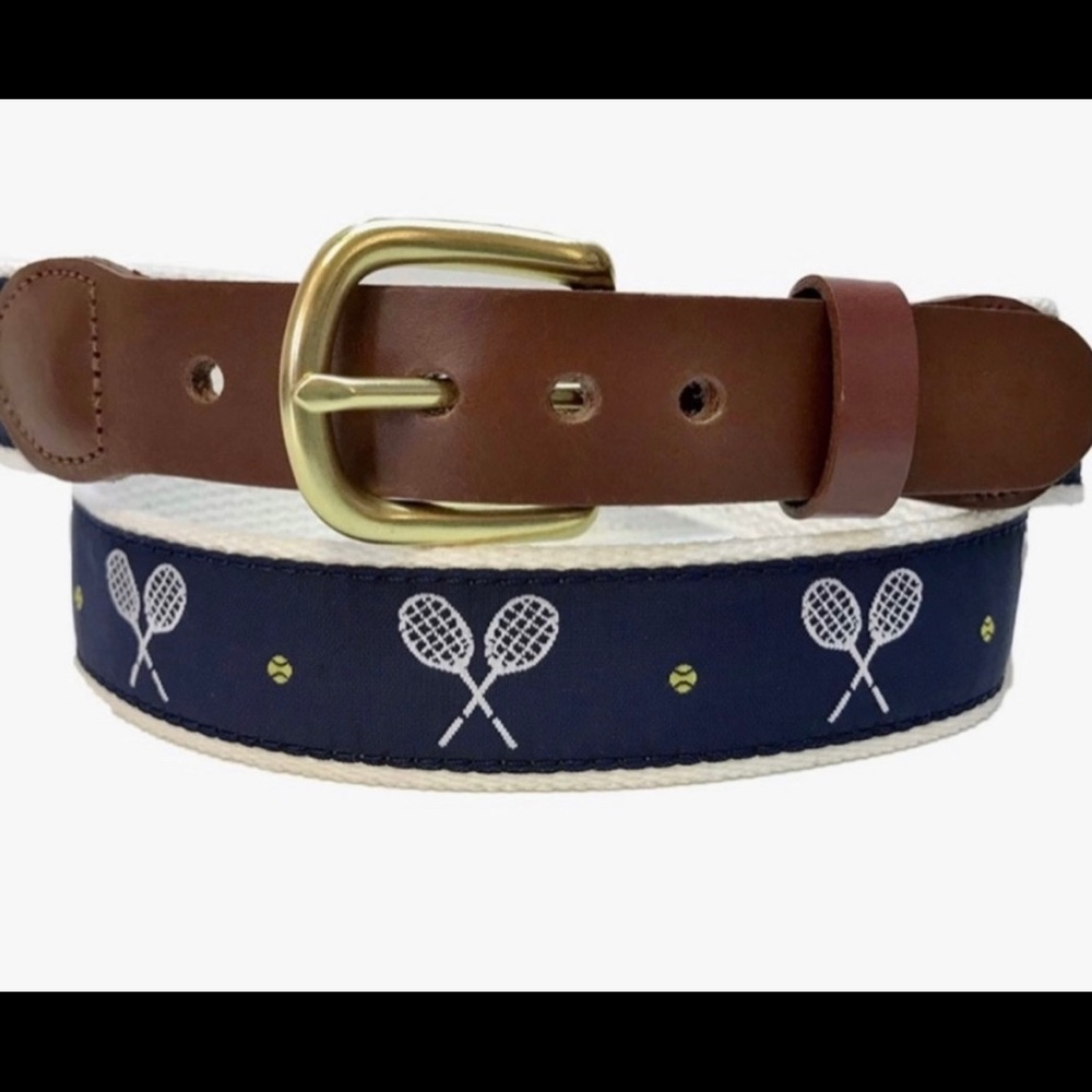 Leather Man Ltd Tennis Racquets Navy Belt Top Grain Leather-36